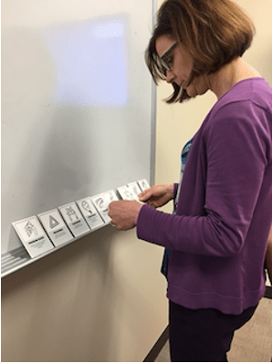 Sheila Palmer testing a survey prototype.